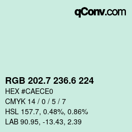 カラーコード: RGB 202.7 236.6 224 | qconv.com
