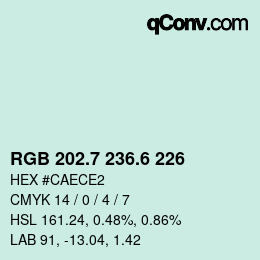 カラーコード: RGB 202.7 236.6 226 | qconv.com