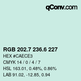 カラーコード: RGB 202.7 236.6 227 | qconv.com