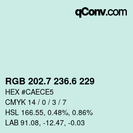 カラーコード: RGB 202.7 236.6 229 | qconv.com