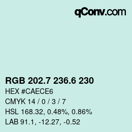 カラーコード: RGB 202.7 236.6 230 | qconv.com