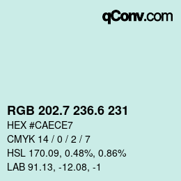 カラーコード: RGB 202.7 236.6 231 | qconv.com