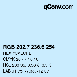 カラーコード: RGB 202.7 236.6 254 | qconv.com
