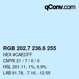 カラーコード: RGB 202.7 236.6 255 | qconv.com