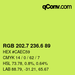 カラーコード: RGB 202.7 236.6 89 | qconv.com