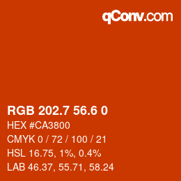 カラーコード: RGB 202.7 56.6 0 | qconv.com