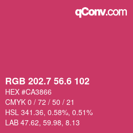 カラーコード: RGB 202.7 56.6 102 | qconv.com