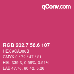 カラーコード: RGB 202.7 56.6 107 | qconv.com