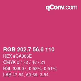 カラーコード: RGB 202.7 56.6 110 | qconv.com