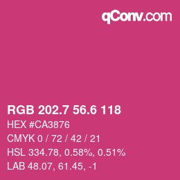カラーコード: RGB 202.7 56.6 118 | qconv.com