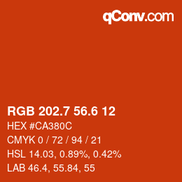 カラーコード: RGB 202.7 56.6 12 | qconv.com