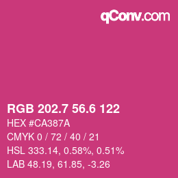 カラーコード: RGB 202.7 56.6 122 | qconv.com