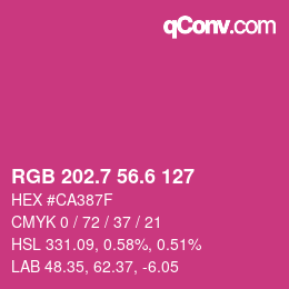 カラーコード: RGB 202.7 56.6 127 | qconv.com