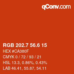 カラーコード: RGB 202.7 56.6 15 | qconv.com