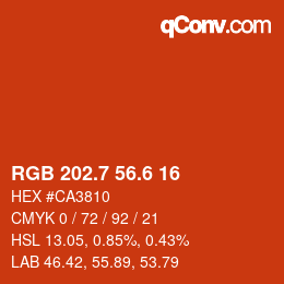 カラーコード: RGB 202.7 56.6 16 | qconv.com