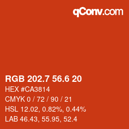 カラーコード: RGB 202.7 56.6 20 | qconv.com