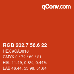カラーコード: RGB 202.7 56.6 22 | qconv.com