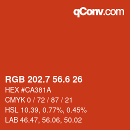 カラーコード: RGB 202.7 56.6 26 | qconv.com