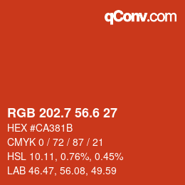 カラーコード: RGB 202.7 56.6 27 | qconv.com