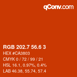 カラーコード: RGB 202.7 56.6 3 | qconv.com