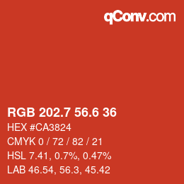 カラーコード: RGB 202.7 56.6 36 | qconv.com