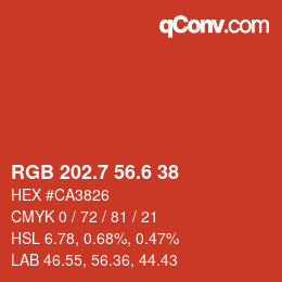 カラーコード: RGB 202.7 56.6 38 | qconv.com