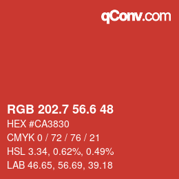 カラーコード: RGB 202.7 56.6 48 | qconv.com