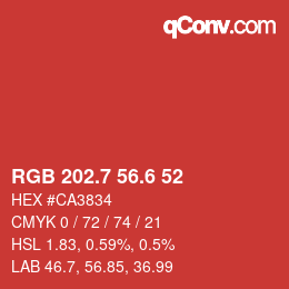 カラーコード: RGB 202.7 56.6 52 | qconv.com