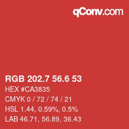 カラーコード: RGB 202.7 56.6 53 | qconv.com
