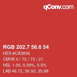 カラーコード: RGB 202.7 56.6 54 | qconv.com