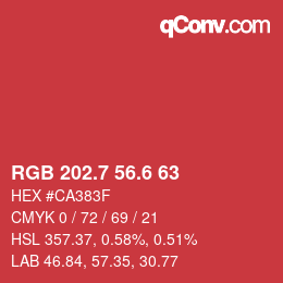 カラーコード: RGB 202.7 56.6 63 | qconv.com