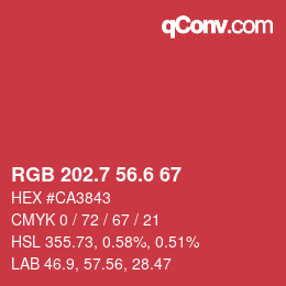 カラーコード: RGB 202.7 56.6 67 | qconv.com