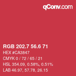 カラーコード: RGB 202.7 56.6 71 | qconv.com