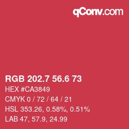 カラーコード: RGB 202.7 56.6 73 | qconv.com