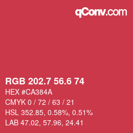 カラーコード: RGB 202.7 56.6 74 | qconv.com