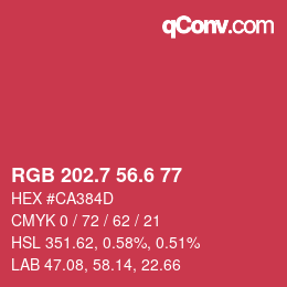 カラーコード: RGB 202.7 56.6 77 | qconv.com