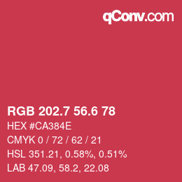 カラーコード: RGB 202.7 56.6 78 | qconv.com