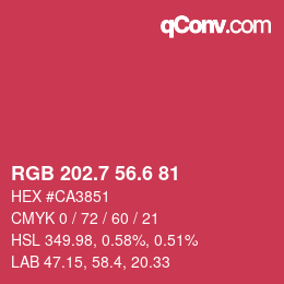 カラーコード: RGB 202.7 56.6 81 | qconv.com