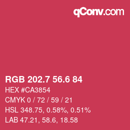 カラーコード: RGB 202.7 56.6 84 | qconv.com