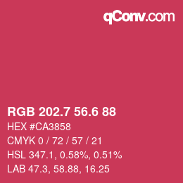 カラーコード: RGB 202.7 56.6 88 | qconv.com