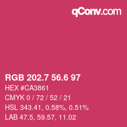 カラーコード: RGB 202.7 56.6 97 | qconv.com