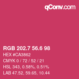 カラーコード: RGB 202.7 56.6 98 | qconv.com