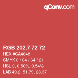 カラーコード: RGB 202.7 72 72 | qconv.com