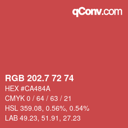 カラーコード: RGB 202.7 72 74 | qconv.com