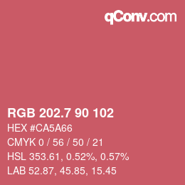カラーコード: RGB 202.7 90 102 | qconv.com