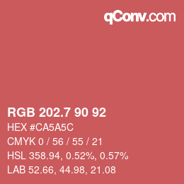 カラーコード: RGB 202.7 90 92 | qconv.com