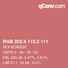 カラーコード: RGB 202.9 110.2 111 | qconv.com