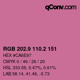 カラーコード: RGB 202.9 110.2 151 | qconv.com