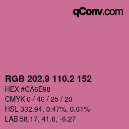 カラーコード: RGB 202.9 110.2 152 | qconv.com