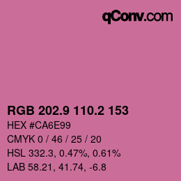 カラーコード: RGB 202.9 110.2 153 | qconv.com